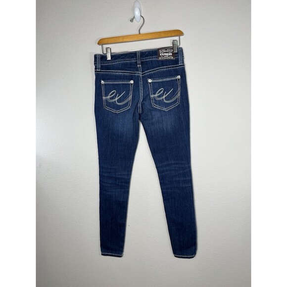 Express Jeans Low Rise Legging Size 4 Womens Medium Wash Blue Denim - Picture 2 of 12